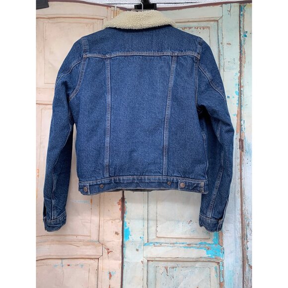 Levi's Blue Jean Jacket with White Sherpa Lining - Picture 7 of 12